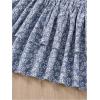 imageGirls 2 Piece Outfits Lace Ruched Camisole Tops and Shirred High Waisted Layered Floral Skirts SetBlue