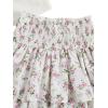 imageGirls 2 Piece Outfits Lace Ruched Camisole Tops and Shirred High Waisted Layered Floral Skirts SetPink and White