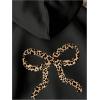 imageGirls Bow Cheetah Leopard Hoodies Long Sleeve Pullover Tops Preppy Cute Sweatshirts HoodiesBow Black