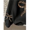 imageGirls Bow Cheetah Leopard Hoodies Long Sleeve Pullover Tops Preppy Cute Sweatshirts HoodiesBow Black