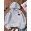 imageGirls Bow Cheetah Leopard Hoodies Long Sleeve Pullover Tops Preppy Cute Sweatshirts HoodiesGrey
