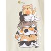 imageGirls Cartoon Graphic Long Sleeve Crewneck Sweatshirts Drop Shoulder Cute Pullover Tops T ShirtBeige