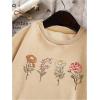 imageGirls Cartoon Graphic Long Sleeve Crewneck Sweatshirts Drop Shoulder Cute Pullover Tops T ShirtDark Khaki