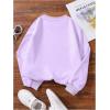 imageGirls Cartoon Graphic Long Sleeve Crewneck Sweatshirts Drop Shoulder Cute Pullover Tops T ShirtLight Purple