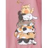 imageGirls Cartoon Graphic Long Sleeve Crewneck Sweatshirts Drop Shoulder Cute Pullover Tops T ShirtPink