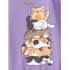 imageGirls Cartoon Graphic Long Sleeve Crewneck Sweatshirts Drop Shoulder Cute Pullover Tops T ShirtPurple