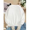 imageGirls Cartoon Graphic Long Sleeve Crewneck Sweatshirts Drop Shoulder Cute Pullover Tops T ShirtWhite Bow