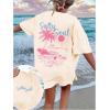 imageGirls Graphic Tees Short Sleeve Crewneck T Shirts Casual Summer Tops Cute Preppy ClothesApricot