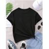 imageGirls Graphic Tees Short Sleeve Crewneck T Shirts Casual Summer Tops Cute Preppy ClothesBlack Patterned