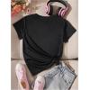 imageGirls Graphic Tees Short Sleeve Crewneck T Shirts Casual Summer Tops Cute Preppy ClothesBlack With Pink Letter
