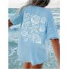 imageGirls Graphic Tees Short Sleeve Crewneck T Shirts Casual Summer Tops Cute Preppy ClothesBlue and White
