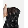 imageGirls Hollow Out Crochet Knit Crop Sweater Long Flare Sleeve Boat Neck Sheer Pullovers KnitwearBlack