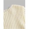 imageGirls Hollow Out Crochet Knit Crop Sweater Long Flare Sleeve Boat Neck Sheer Pullovers KnitwearWhite