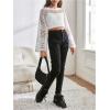 imageGirls Hollow Out Knitted Crop Sweater Long Sleeve Crew Neck Drop Shoulder Sheer Pullovers KnitwearWhite