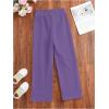 imageGirls Jogger Swearpants High Elastic Waist Pants Casual Baggy Wide Leg Sweatpants with PocketPurple