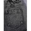 imageGirls Ripped Raw Hem Straight Leg Jean Shorts Elastic Waist Zipper Fly Denim ShortsLight Black