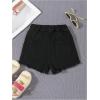 imageGirls Ripped Raw Hem Straight Leg Jean Shorts Elastic Waist Zipper Fly Denim ShortsPure Black