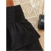 imageGirls Tiered Layer Shirred Boho Smocked Skirts Casual Cute High Waisted Pleated Ruffle Flowy Elastic SkirtsBlack