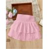 imageGirls Tiered Layer Shirred Boho Smocked Skirts Casual Cute High Waisted Pleated Ruffle Flowy Elastic SkirtsDusty Pink