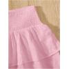 imageGirls Tiered Layer Shirred Boho Smocked Skirts Casual Cute High Waisted Pleated Ruffle Flowy Elastic SkirtsDusty Pink