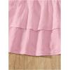 imageGirls Tiered Layer Shirred Boho Smocked Skirts Casual Cute High Waisted Pleated Ruffle Flowy Elastic SkirtsDusty Pink