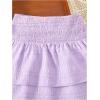 imageGirls Tiered Layer Shirred Boho Smocked Skirts Casual Cute High Waisted Pleated Ruffle Flowy Elastic SkirtsPurple
