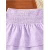 imageGirls Tiered Layer Shirred Boho Smocked Skirts Casual Cute High Waisted Pleated Ruffle Flowy Elastic SkirtsPurple