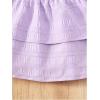 imageGirls Tiered Layer Shirred Boho Smocked Skirts Casual Cute High Waisted Pleated Ruffle Flowy Elastic SkirtsPurple