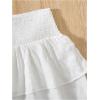 imageGirls Tiered Layer Shirred Boho Smocked Skirts Casual Cute High Waisted Pleated Ruffle Flowy Elastic SkirtsWhite