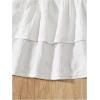 imageGirls Tiered Layer Shirred Boho Smocked Skirts Casual Cute High Waisted Pleated Ruffle Flowy Elastic SkirtsWhite