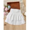 imageGirls Tiered Layer Shirred Boho Smocked Skirts Casual Cute High Waisted Pleated Ruffle Flowy Elastic SkirtsWhite