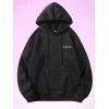 imageMens Hoodies Graphic Print Long Sleeve Drawstring Pullover Sweatshirt with Pocket TrendyBlack