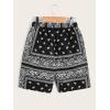 imageMens Paisley Drawstring Summer Gym Workout ShortsBlack