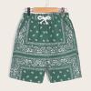 imageMens Paisley Drawstring Summer Gym Workout ShortsLight Green