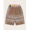 imageMens Paisley Drawstring Summer Gym Workout ShortsLight Khaki
