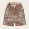 imageMens Paisley Drawstring Summer Gym Workout ShortsLight Khaki