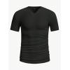 imageMens Ribbed Knit Notched V Neck Tees Casual Short Sleeve T Shirt Summer Basic TopsBlack