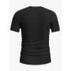 imageMens Ribbed Knit Notched V Neck Tees Casual Short Sleeve T Shirt Summer Basic TopsBlack