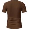 imageMens Ribbed Knit Notched V Neck Tees Casual Short Sleeve T Shirt Summer Basic TopsCoffee Brown