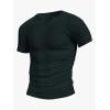 imageMens Ribbed Knit Notched V Neck Tees Casual Short Sleeve T Shirt Summer Basic TopsDark Green