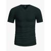 imageMens Ribbed Knit Notched V Neck Tees Casual Short Sleeve T Shirt Summer Basic TopsDark Green