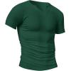 imageMens Ribbed Knit Notched V Neck Tees Casual Short Sleeve T Shirt Summer Basic TopsGreen