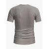 imageMens Ribbed Knit Notched V Neck Tees Casual Short Sleeve T Shirt Summer Basic TopsGrey