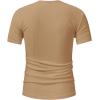 imageMens Ribbed Knit Notched V Neck Tees Casual Short Sleeve T Shirt Summer Basic TopsKhaki