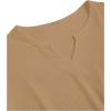 imageMens Ribbed Knit Notched V Neck Tees Casual Short Sleeve T Shirt Summer Basic TopsKhaki