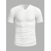 imageMens Ribbed Knit Notched V Neck Tees Casual Short Sleeve T Shirt Summer Basic TopsWhite