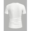 imageMens Ribbed Knit Notched V Neck Tees Casual Short Sleeve T Shirt Summer Basic TopsWhite