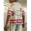 imageMens Y2K Mesh Jersey Shirts V Neck Half Sleeve Number Graphic Tees Color Block Sport T ShirtBeige