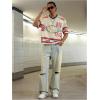 imageMens Y2K Mesh Jersey Shirts V Neck Half Sleeve Number Graphic Tees Color Block Sport T ShirtBeige