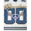 imageMens Y2K Mesh Jersey Shirts V Neck Half Sleeve Number Graphic Tees Color Block Sport T ShirtDeep Blue White